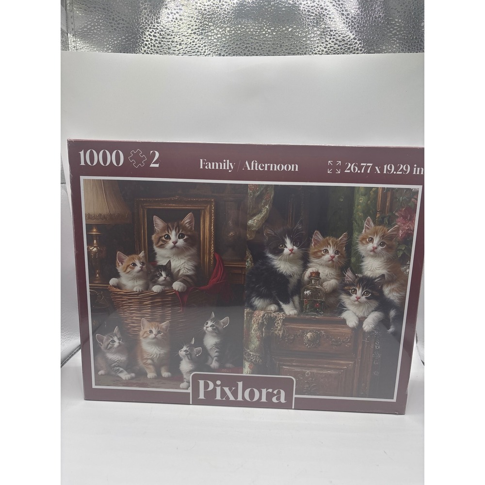 Pixlora Family Afternoon 1000 Piece Jigsaw Puzzle Kittens Cats Animal Series NEW